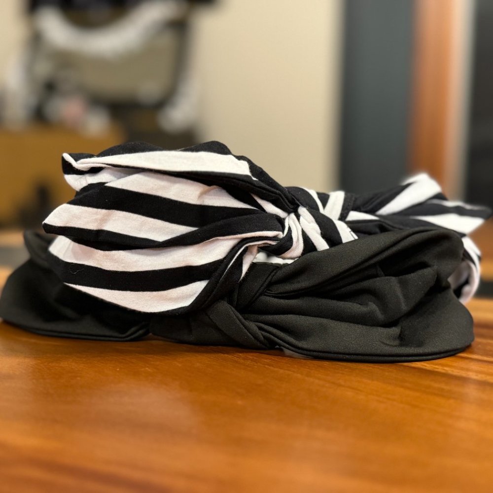Lele Sadoughi Betty‎ Headbands Stretch Black And White Bow Set Of 2 Brand New! - Picture 8 of 14